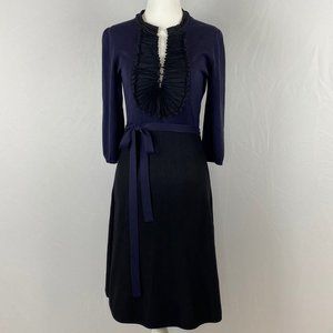 BCBG Maxazria tuxedo black dress with tie Sz MP